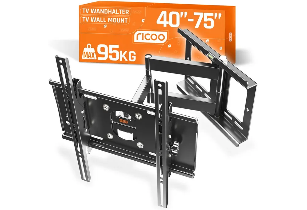 RICOO TV-Wandhalterung TV Wandhalter 43" 50" 55" 65" 75" max 95 Kg schwenkbar R23-S, (bis 75 Zoll, VESA 200x200 bis 400x400, 1-tlg., vollbeweglich ausziehbar neigbar 40 Zoll bis 75 Zoll stabil, bis 15° Neigung, bis zu 180° Schwenkung, Fernseher Halter universal)