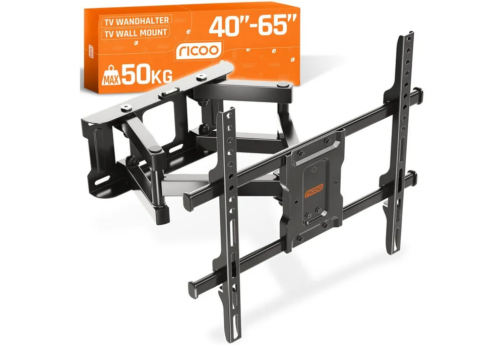 RICOO TV-Wandhalterung TV Wandhalter schwenkbar 43 47 50 55 60 65 Zoll max 50 Kg S7244, (bis 65 Zoll, VESA 200x200 bis 400x400, 1-tlg., vollbeweglich ausziehbar neigbar ausziehbar 31" bis 65" Halterung, bis 15° Neigung, bis zu 120° Schwenkung Fernseher Halter universal)