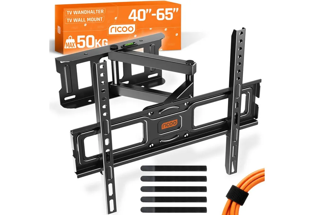 RICOO TV-Wandhalterung TV Wandhalter schwenkbar neigbar ausziehbar S5144, (bis 55 Zoll, VESA 200x200 bis 400x400, 1-tlg., 50 Kg Tragkraft, 76-140cm (30"-55) Bildschirm-Diagonale, bis 180° schwenkbar, +12/-3° neigbar ausziehbar Fernseher Halter)