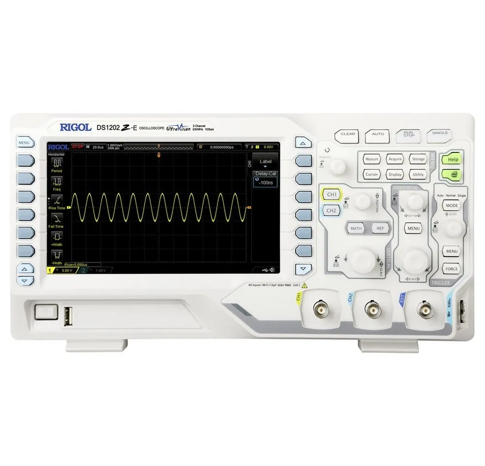Rigol Spannungsprüfer Rigol DS1202Z-E Digital-Oszilloskop 200 MHz 2-Kanal 1 GSa/s 24 Mpts 8,