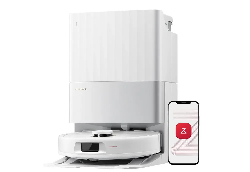 Roborock Saugroboter Qrevo S5V, FlexiArm Mopp(Upgrade von Qrevo/S7 Pro Ultra), 60 W, 12000Pa Saugkraft, 100% Haar-Entfernungsrate, 0% Verhedderung, Multifunktionales Dock, Reactive Tech-Hindernisvermeidung, PreciSense-LiDAR-Navigation