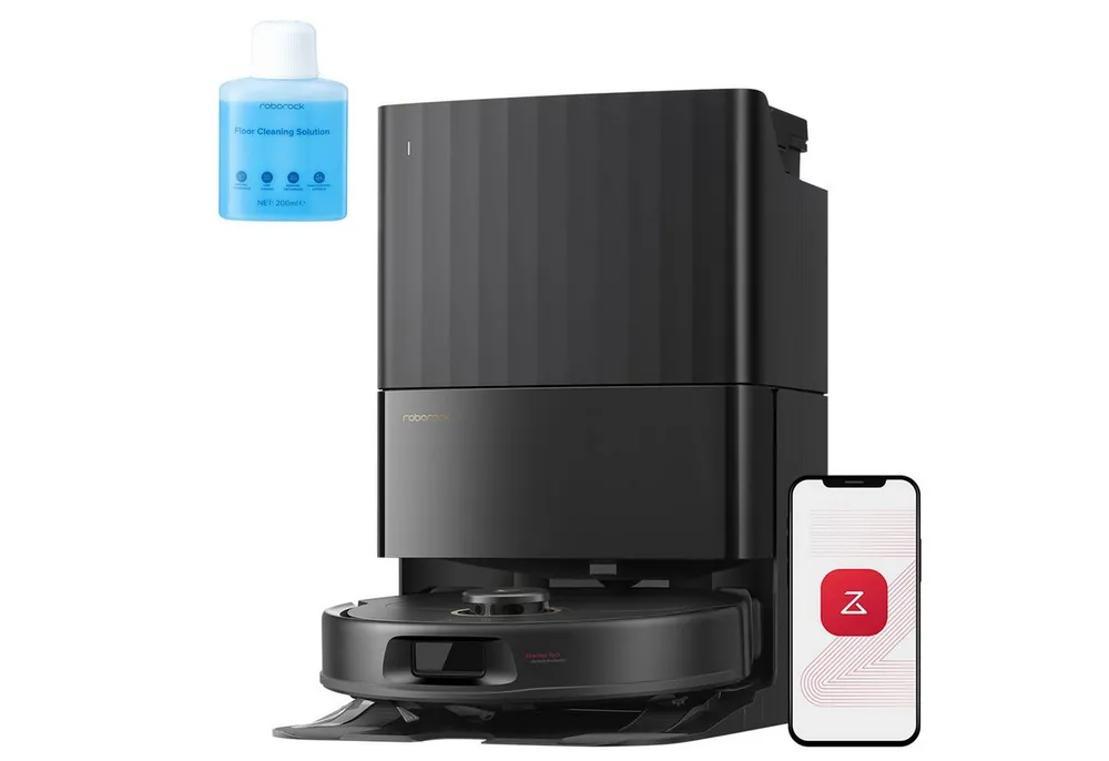 Roborock Saugroboter Qrevo S5V, FlexiArm Mopp(Upgrade von Qrevo/S7 Pro Ultra), 60 W, 12000Pa Saugkraft, 100% Haar-Entfernungsrate, 0% Verhedderung, Multifunktionales Dock, Reactive Tech-Hindernisvermeidung, PreciSense-LiDAR-Navigation