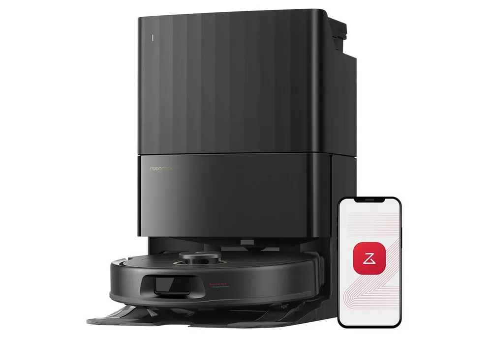Roborock Saugroboter Qrevo S5V, FlexiArm Mopp(Upgrade von Qrevo/S7 Pro Ultra), 60 W, 12000Pa Saugkraft, 100% Haar-Entfernungsrate, 0% Verhedderung, Multifunktionales Dock, Reactive Tech-Hindernisvermeidung, PreciSense-LiDAR-Navigation