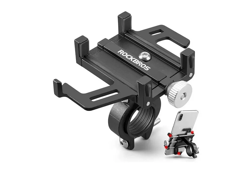 ROCKBROS Handy-Halterung Fahrrad-Handyhalter aus Aluminiumlegierung Schwarz