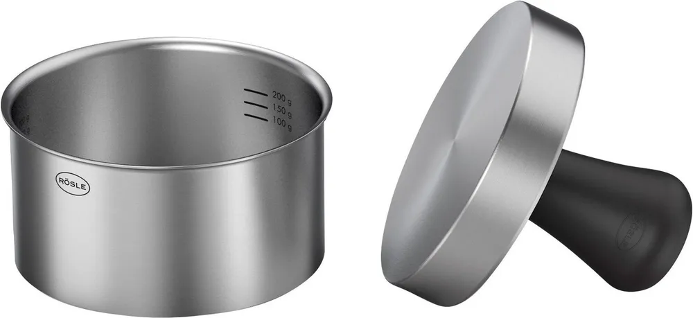 RÖSLE Burgerpresse PRO, 25083, Edelstahl, zum einfachen Formen von Burgerpatties, Ring ohne Boden, Ø 11 cm