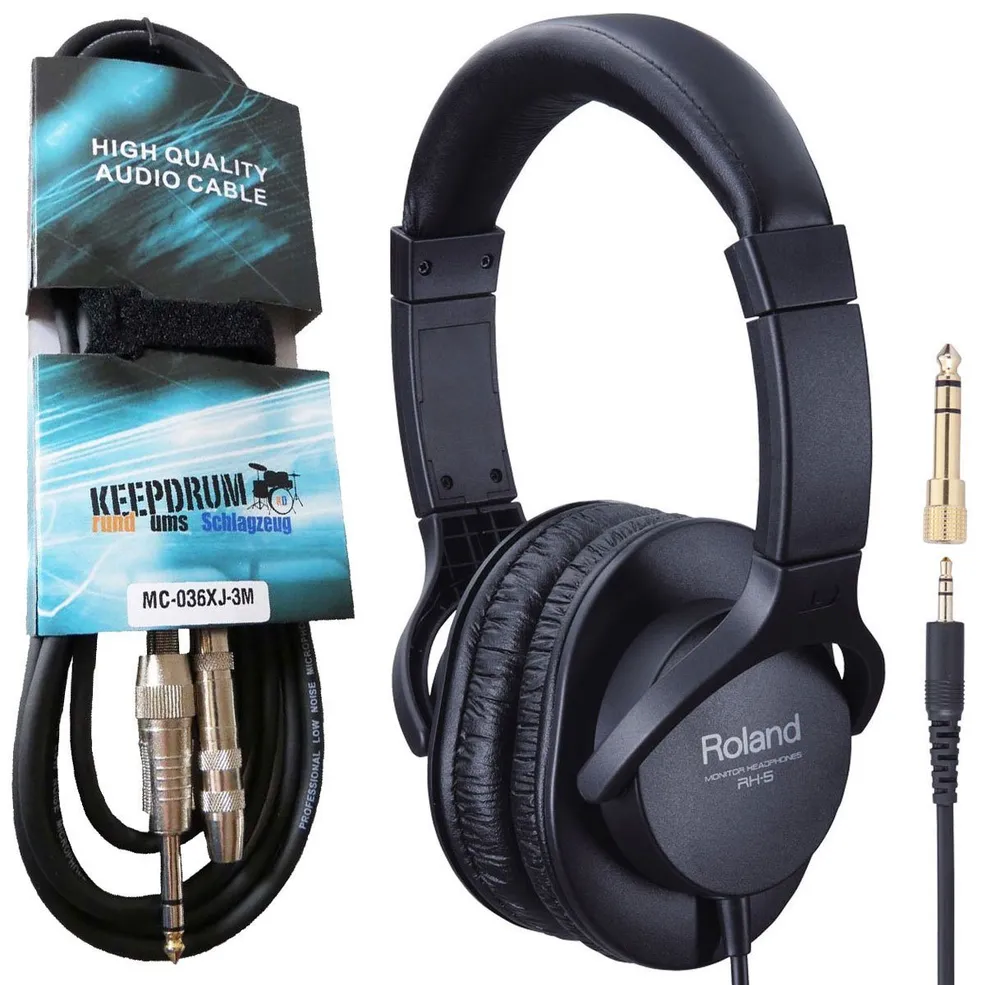 Roland Audio Roland RH-5 mit 3m Verlängerungskabel HiFi-Kopfhörer (Kabel, Geschlossener Kopfhörer)