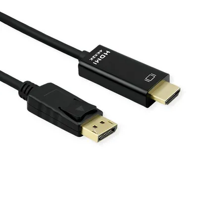 Adapterkabel Video ROLINE 11.04.5995-10 DisplayPort zu HDMI 1 m 4K Schwarz