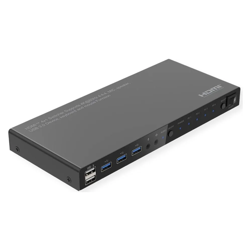 KVM-Switch Roline 4x1 HDMI USB 3.2 4K 60Hz mit USB-Hub
