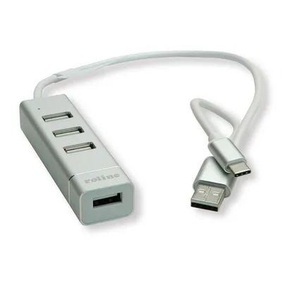 Hub Roline 4 Ports 480 Mbit/s USB 2.0 Modell 14.02.5037 Silber Weiß