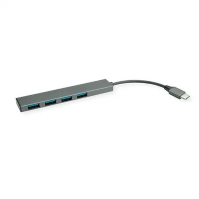 Hub Roline 4 Ports 5000 Mbit/s USB 3.2 Gen 1 Modell 14.02.5052 Aluminium Grau