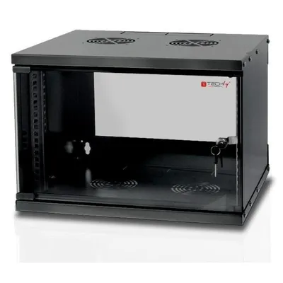Rackgehäuse Techly I-CASE EL-1006B32 6U Wandmontage Glasfront Schwarz abschließbar