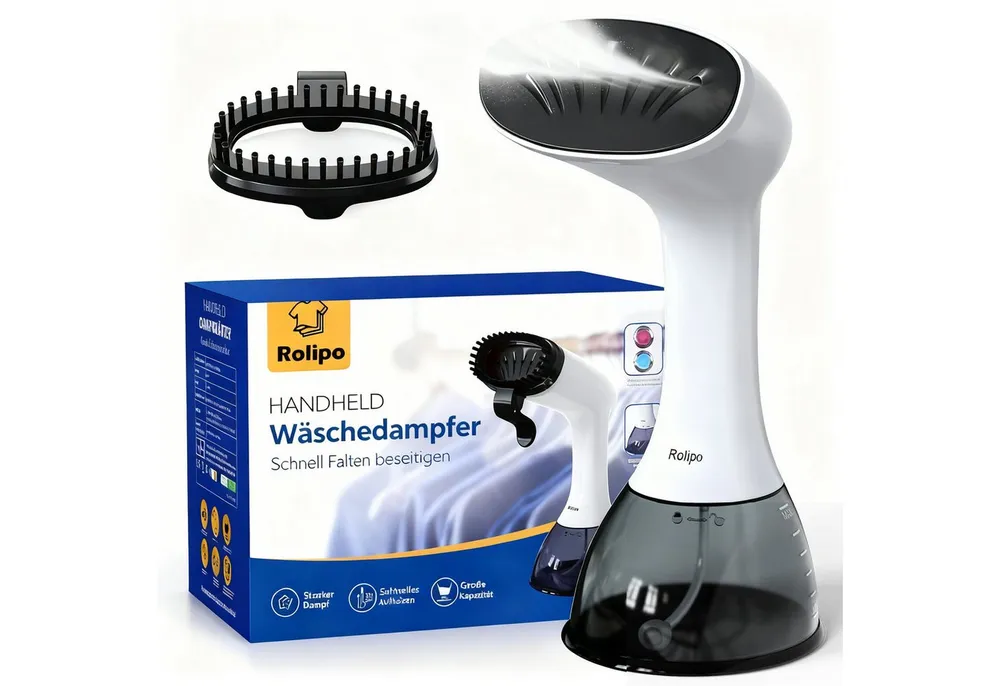 Rolipo Dampfglätter 1640W, 400ML Steamer - Dampfbürste, Faltenentferner, 1640 W, ampfbürste Faltenentferner, für Zuhause, Büro, Reisen, Weiß