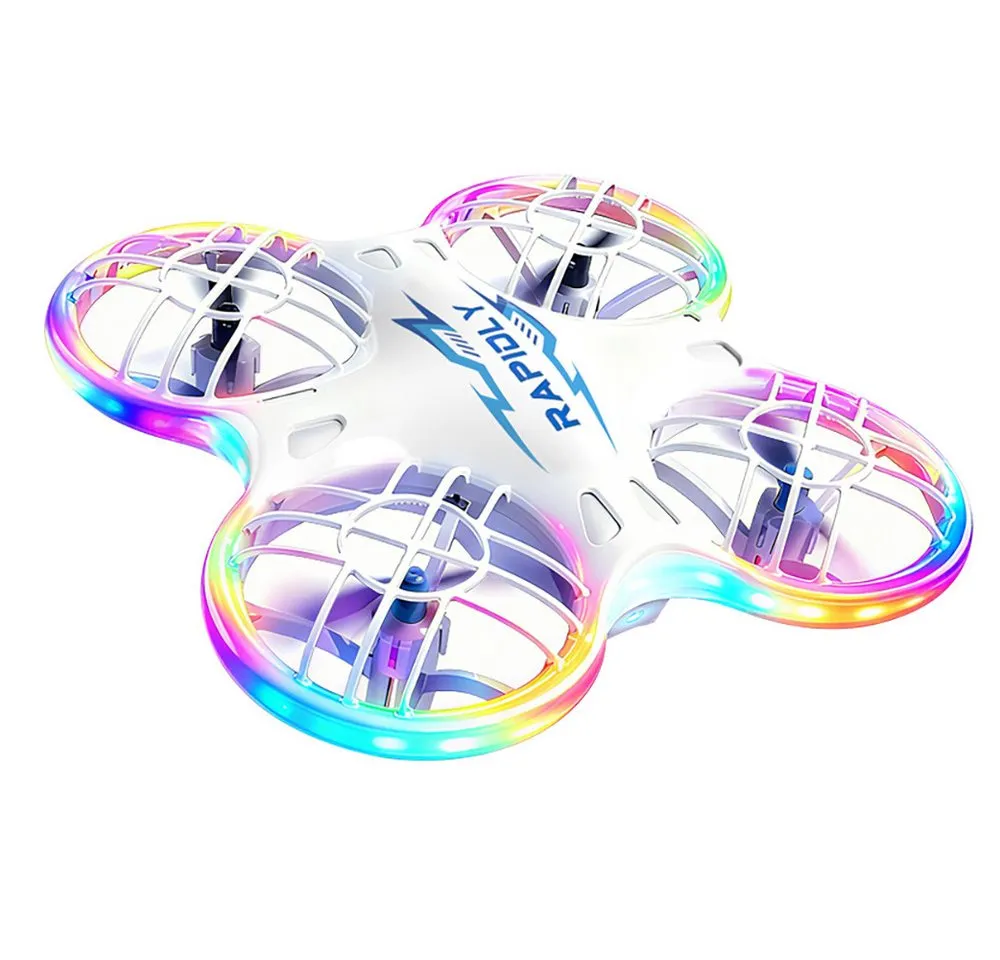 Rolipo RC LED Mini-Quadcopter, Tragbarer Drohne, Ein-Knopf Start/Landung Drohne (Höhenhaltefunktion, Bunte LED-Beleuchtung, Kindertag Geschenke)