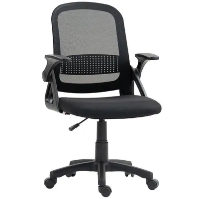 Drehbare Ergonomische Sessel Rolipo mit Klappbaren Armlehnen und Lendenwirbelstütze Schwarz