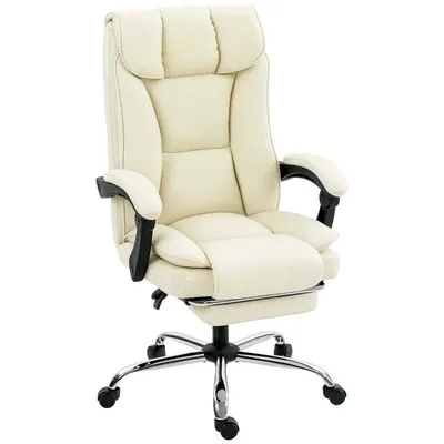 Bürodrehstuhl ergonomisch kippbar mit Fußauflage 360° beige Rolipo