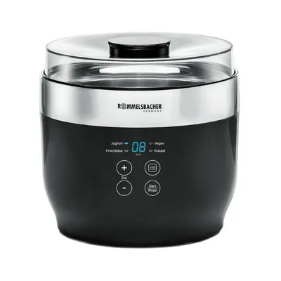 Joghurtbereiter Rommelsbacher JG 80 Schwarz Edelstahl 1,2L LED Timer