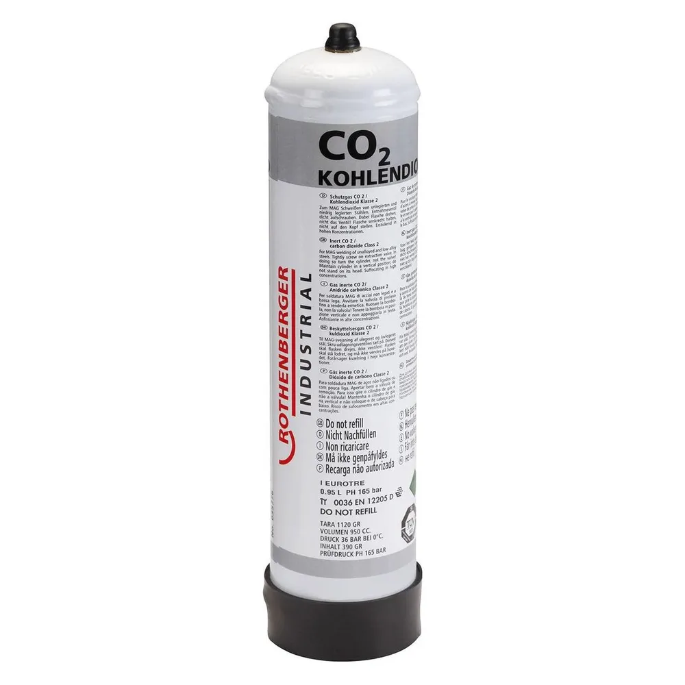 Rothenberger Industrial Kohlendioxid (CO2) Schutzgas-Stahl-Einwegflasche 950 ml
