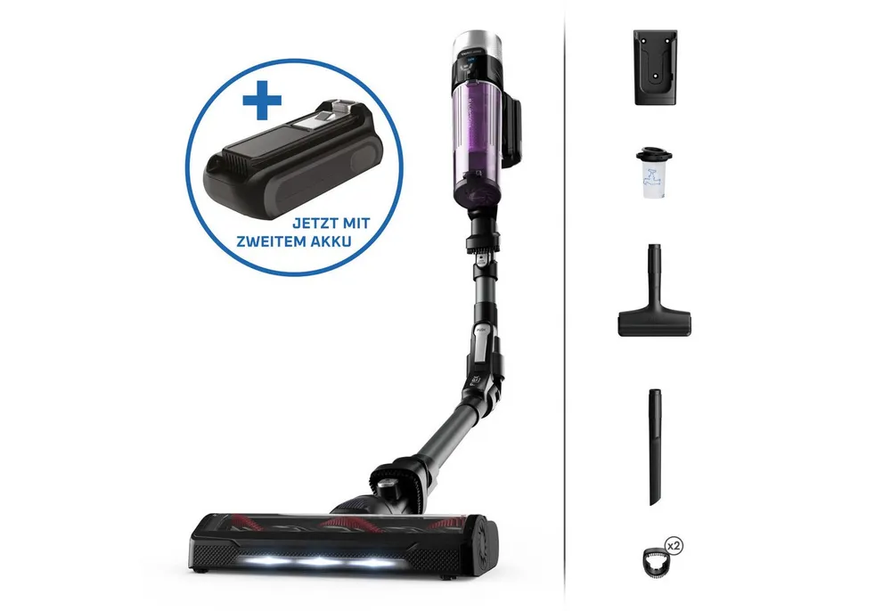 Rowenta Akku-Hand-und Stielstaubsauger X-Force Flex 9.60 Allergy, kabellos, bis zu 100 Air Watt, ultraleicht, 250 W, beutellos, hohes Fassungsvermögen, Flex-Gelenk, lange Betriebsdauer, RH203A