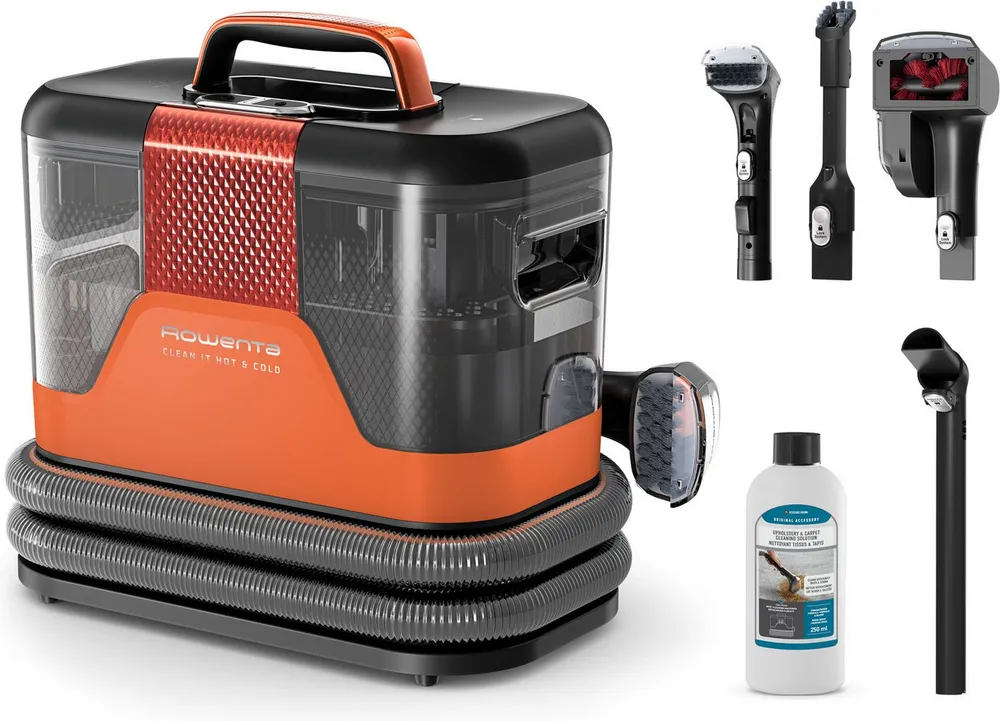 Rowenta Teppichreinigungsgerät Fleckenentferner IN7011 Clean It Hot & Cold, 1150 W, beutellos, PowerHeat 60 °C, 2,3 l/1,5 l Tanks, Auto‑Clean, rotierende ActivBrush
