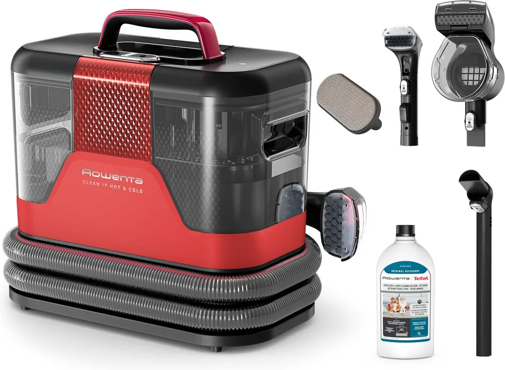 Rowenta Teppichreinigungsgerät Fleckenentferner IN7020, Clean It Hot & Cold, 1150 W, beutellos, PowerHeat 60 °C, 2,3 l/1,5 l Tanks, Auto‑Clean, Schmutzfänger-Aufsatz