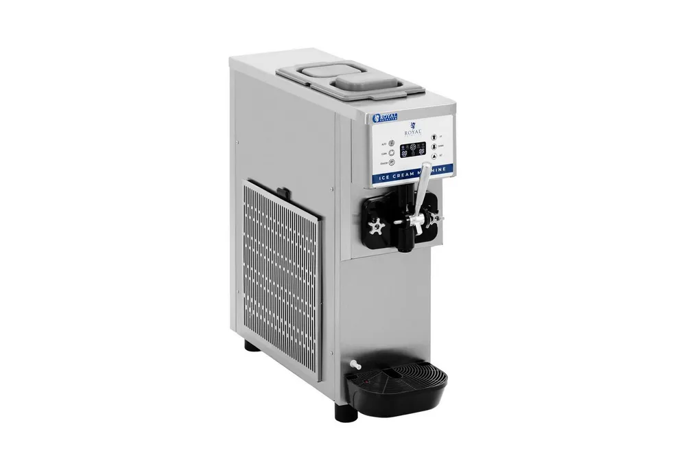 Royal Catering Eismaschine 6,5 l/h Softeismaschine LED Edelstahl Frozen Joghurt Maschine Gastro, 800 W