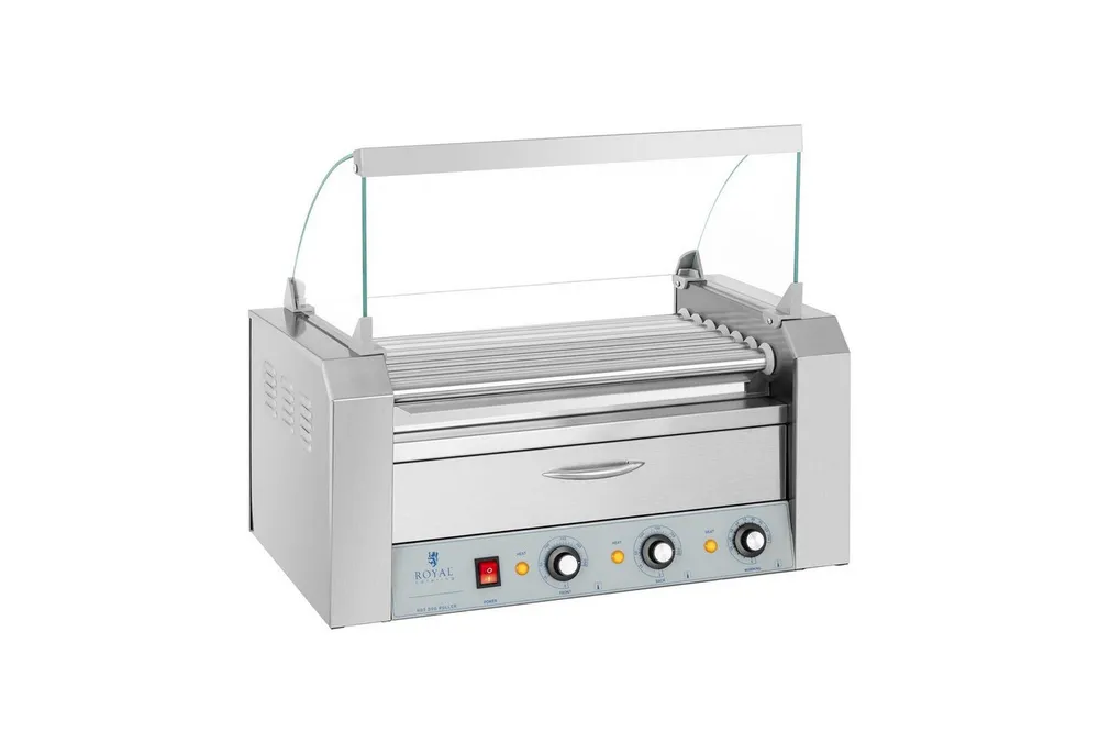 Royal Catering Elektrogrill Hot Dog Grill 7 Rollen 12 Würstchen Rollengrill Würstchengrill 2 Zonen, 1500 W, verschiedene Größen