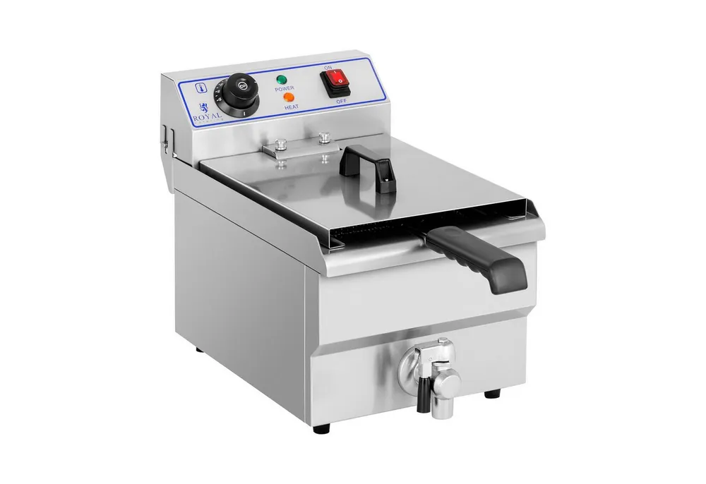 Royal Catering Fritteuse RCEF 10EH, 3200 W, 10 L Edelstahl Kaltzone mit Ablasshahn Gastronomie