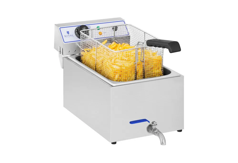 Royal Catering Fritteuse RCEF 15E, 3000 W, 17 L Edelstahl Ablasshahn Fritöse Profi