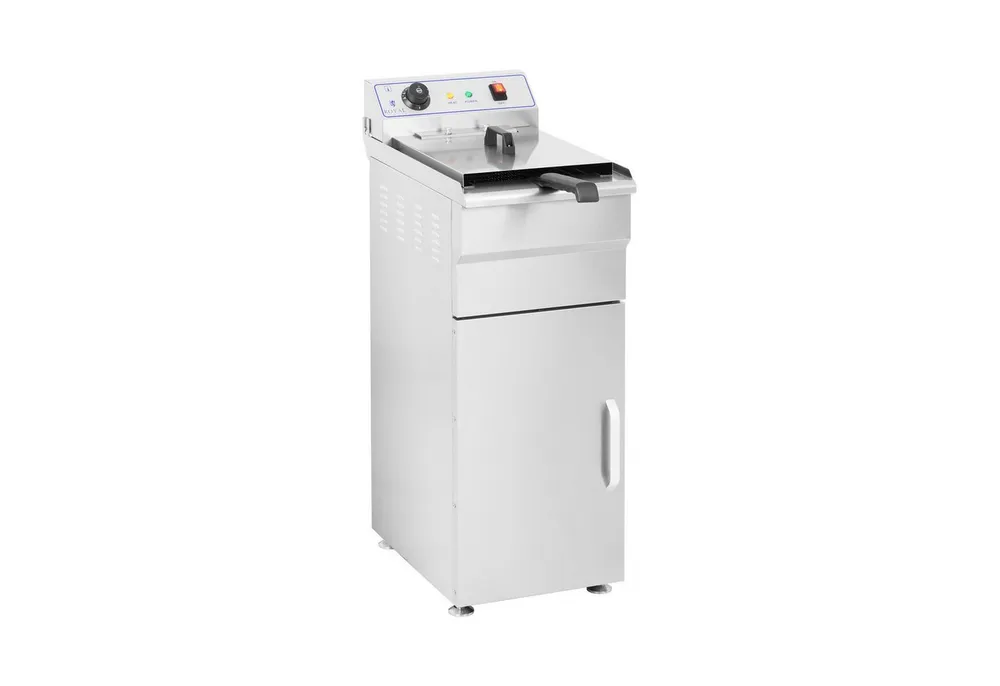 Royal Catering Fritteuse RCKF 16ESH, ELEKTRISCHE KABINETTFR, 6000 W, 16 L mit Unterschrank Edelstahl Kaltzone 400 V