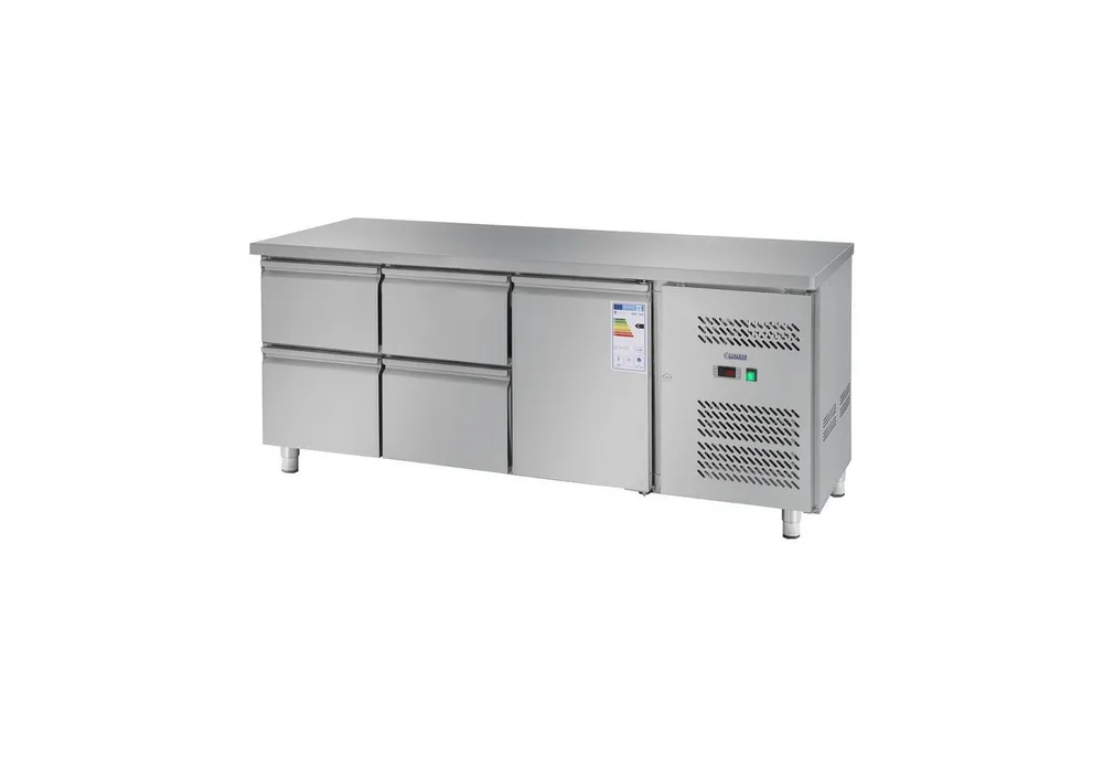 Royal Catering Kühlschrank RCKT-179/70, 84 cm hoch, 179.5 cm breit, Kühltisch 403L 4 Schubladen 1 Tür Saladette Arbeitsfläche Pizzatisch