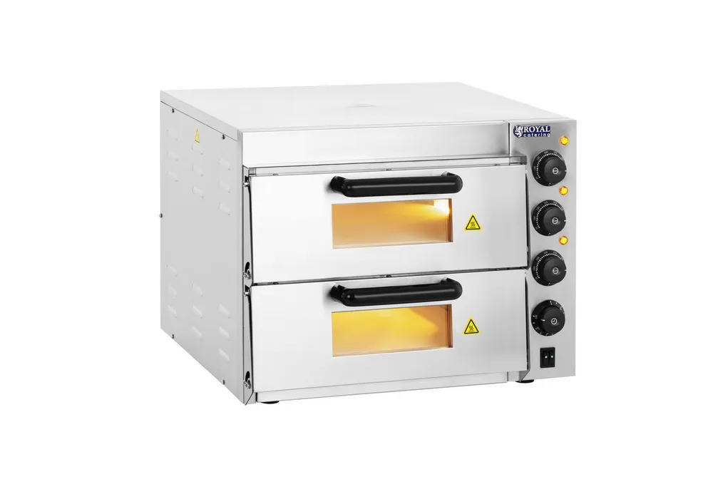 Royal Catering Pizzaofen Pizzabackofen 2 Kammern Ø 40 cm Pizzabäcker Timer 120 min Schamotte