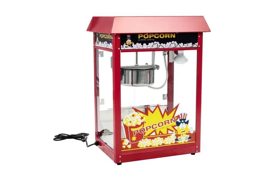 Royal Catering Popcornmaschine 5 kg/h Popcornmaker 1500W rot Popcornautomat Wärmefunktion Beleuchtung