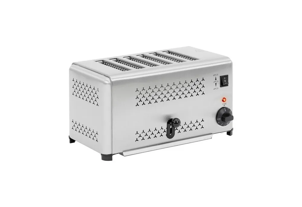 Royal Catering Toaster Gastronomie-Toaster 6 Scheiben 2500 W Timer Krümelschublade Edelstahl