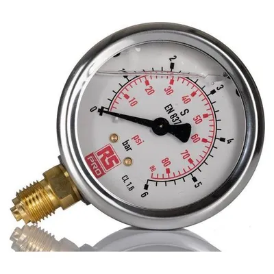 RS PRO Druckmessgerät Skalen Untere Kabeleinführung Analog 0bar 6bar