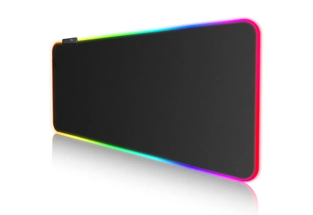 RUHE Gaming Mauspad RGB XXL Mousepad XXL Groß (800 x 300 x 3 mm) 7 LED-Farben Wasserdicht (LED-Schreibtischpad, 1-St., Geschenke für Gamer), Computer-Schreibtischmatte Stoffoberfläche Rutschfeste Gummiunterseite