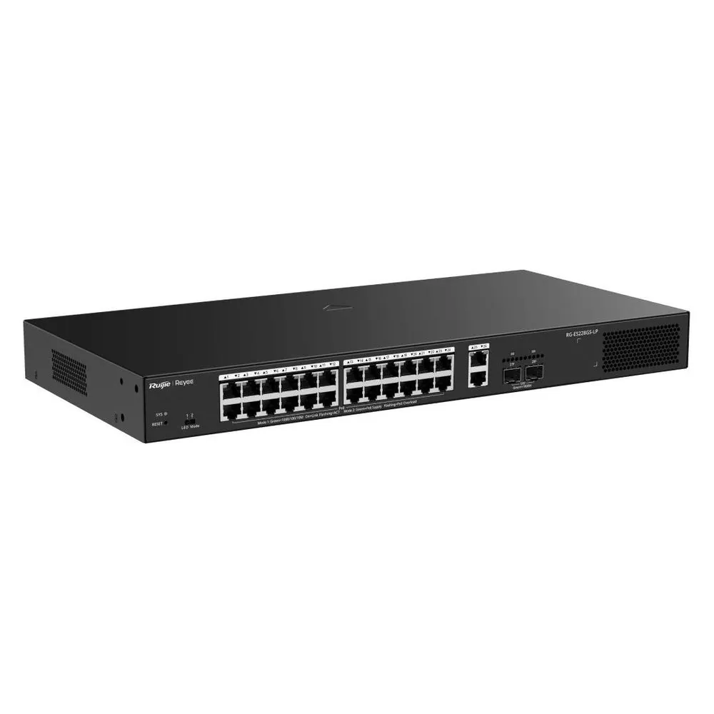 Switch Ruijie 24 Ports PoE Cloud Managed 2 SFP Uplink 250W Intelligente Verwaltung