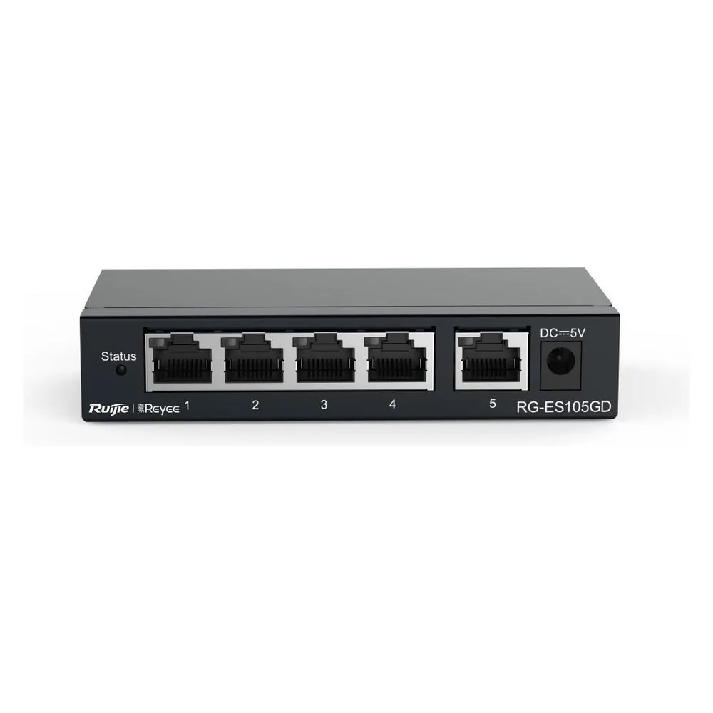 Ruijie RG-ES105GD 5-Port Gigabit-Metall-Lüfterloser Switch 10 Gbit/s 6 kV Schutz