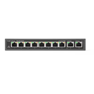 Switch Ruijie RG-ES110D-P 8 PoE+ Ports 10/100, 2 Gigabit Ports, Rack-Montage
