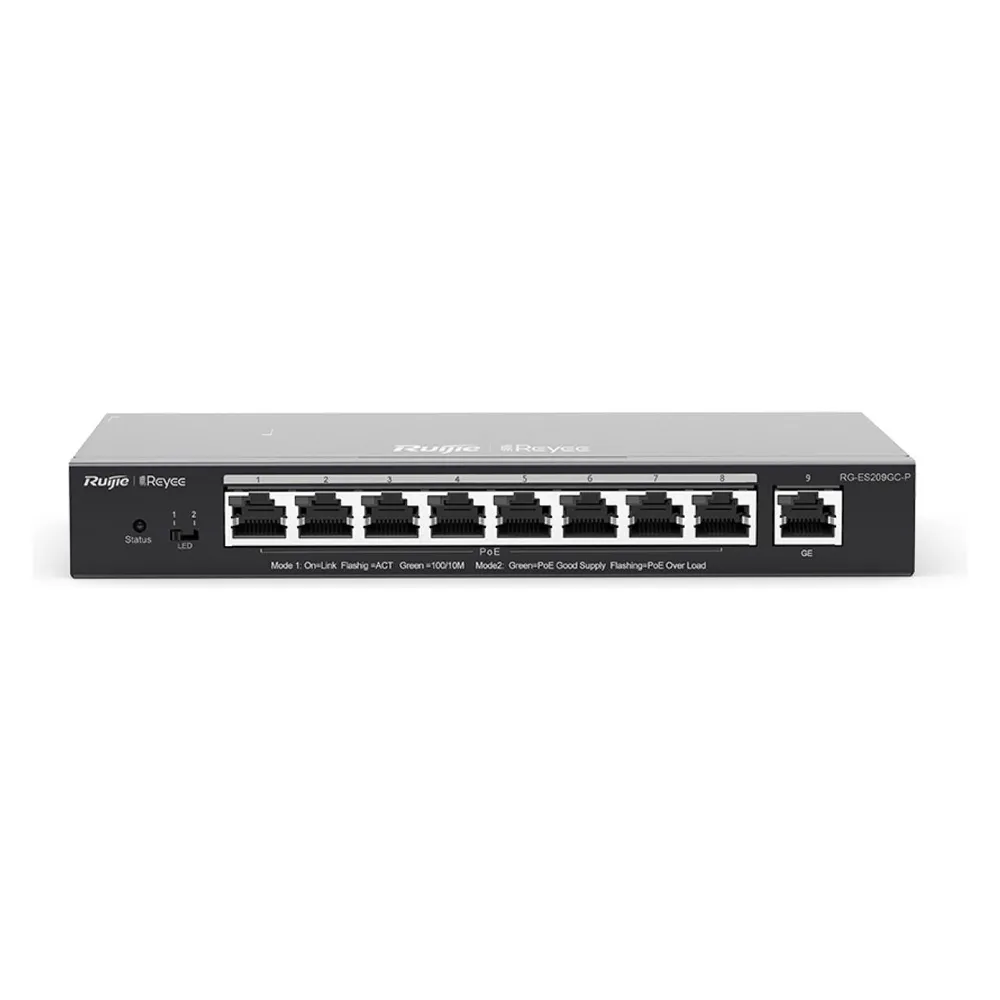 Ruijie Networks RG-ES209GC-P Netzwerk-Switch Managed Gigabit Ethernet (10/100/1000) Power over Ethernet (PoE) Schwarz