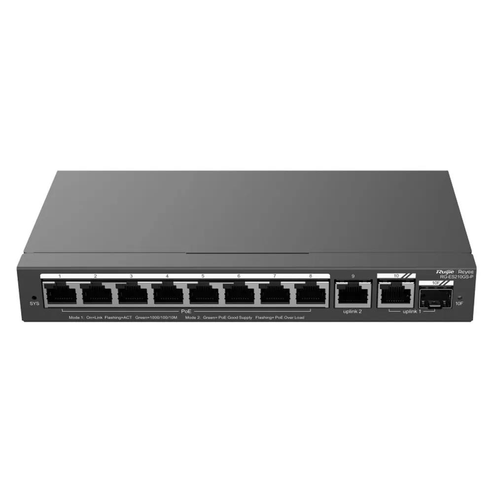 Switch Ruijie RG-ES210GS-P 10 Ports Gigabit PoE+ 120W Managed L2