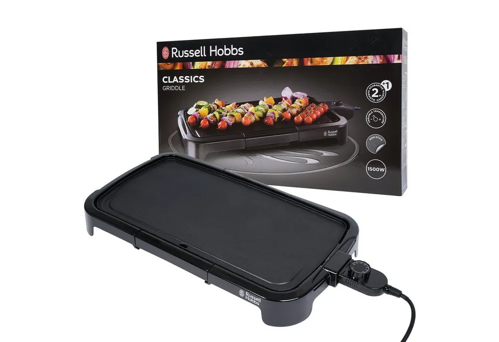 RUSSELL HOBBS Elektrogrill Classics Elektrischer Tischgrill 1500W, Anti-Haft-Beschichtung, abnehmbares Kabel, Fettauffangschale