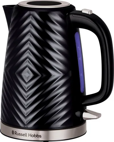 RUSSELL HOBBS Wasserkocher Groove Black 26380-70, 1,7 l, 2400 W, Edelstahl, Schnellkochfunktion, Perfect-pour-Ausgustülle, Kalkfilter