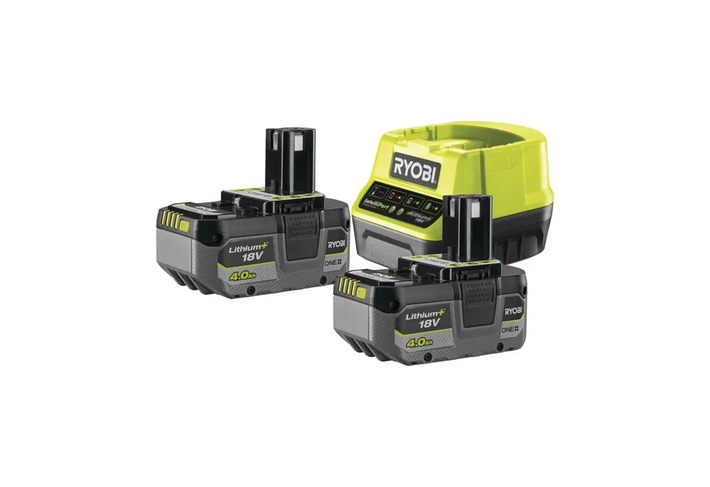 RYOBI Ryobi Set 2× 4.0Ah 18V ONE Akkus mit 2A Schnellladegerät alle Geräte Akku-Set (1 St)