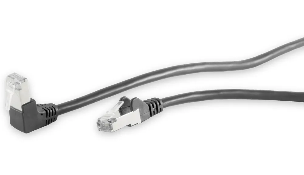 S-IMPULS CAT.6 Patchkabel, S/FTP, 90°-gerade, 1,0 m, schwarz