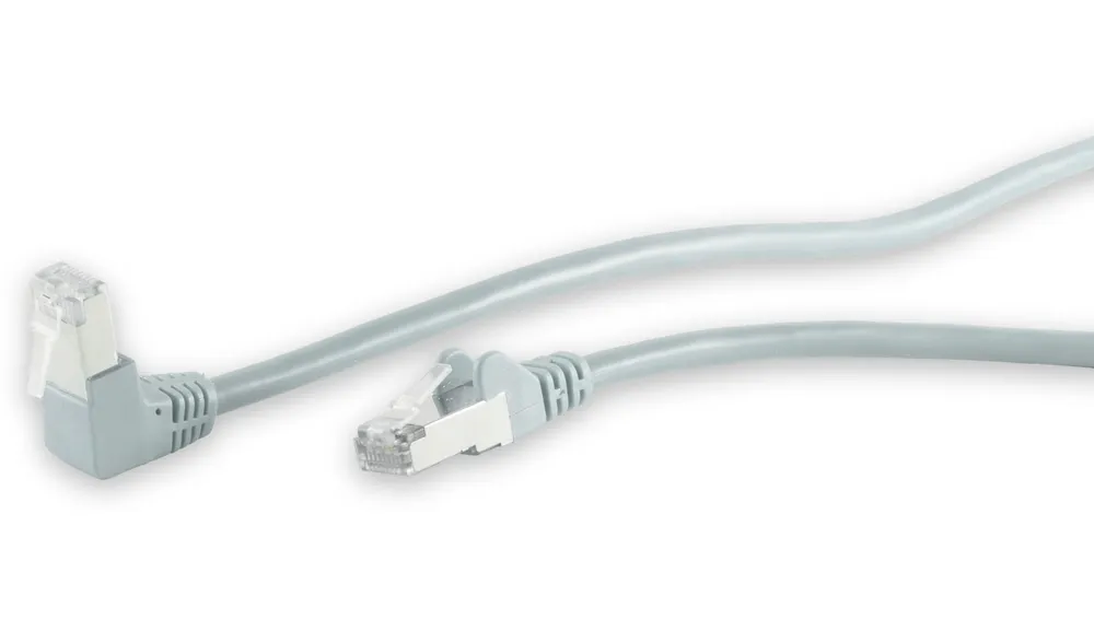 S-IMPULS CAT.6 Patchkabel, S/FTP, 90°-gerade, 0,25 m, grau