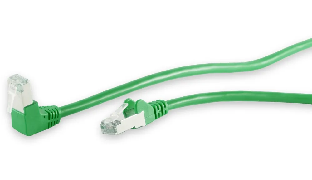 S-IMPULS CAT.6 Patchkabel, S/FTP, 90°-gerade, 0,25 m, grün