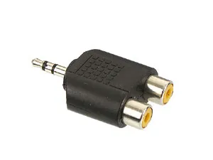 S-IMPULS Klinkenadapter, Stecker 3,5 mm stereo / 2x Cinchkupplung, schwarz