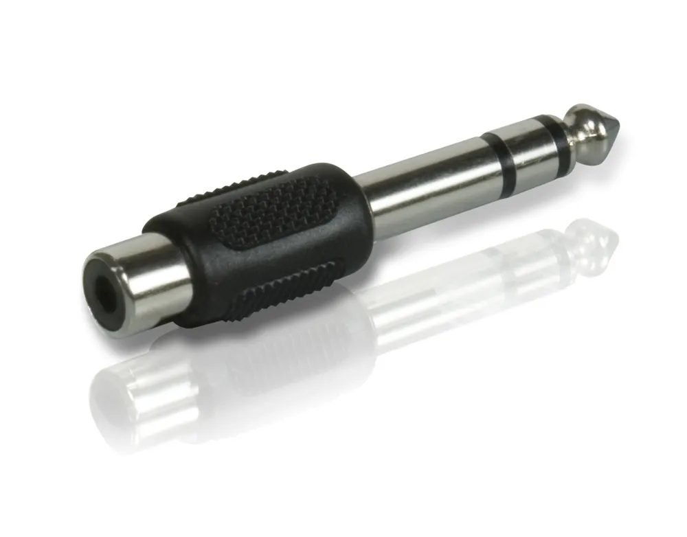 S-IMPULS Klinkenadapter, Stecker 6,3 mm stereo / Cinchkupplung, schwarz