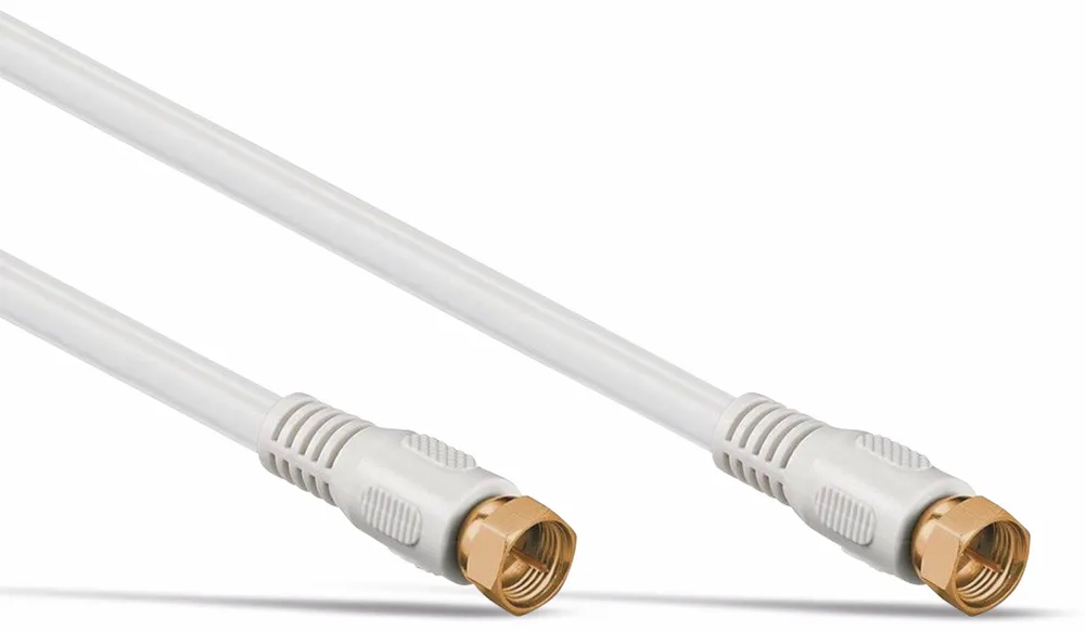 S-IMPULS SAT-Antennenanschlusskabel, 2x F-Stecker, weiß, 10m, 100dB, vergoldet