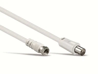 S-IMPULS SAT-Antennenanschlusskabel, F-Stecker/Koaxstecker, weiß, 5 m